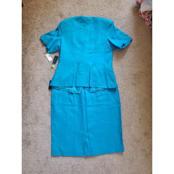 Vintage Anne French Aqua Beaded Jewels Skirt Set Deadstock NWT, Plus Size 16 - Picture 10 of 13